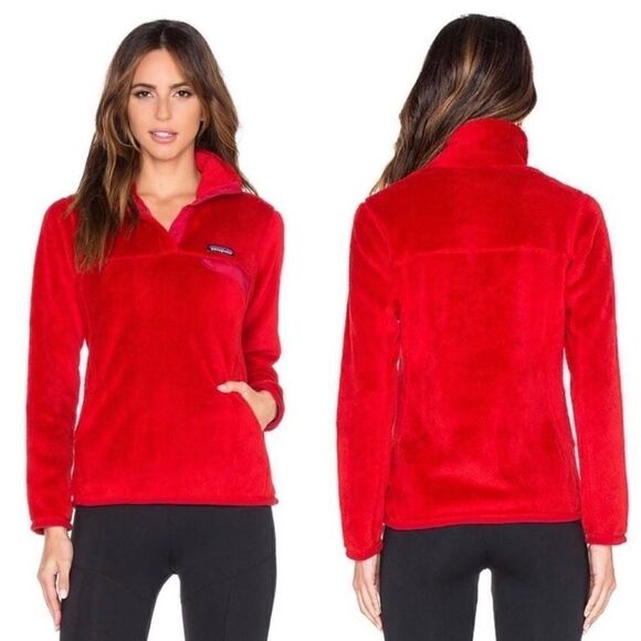 Patagonia Womens Re-Tool Snap-T Fleece Pullover Sweater Rust Red Sz S - Picture 1 of 6